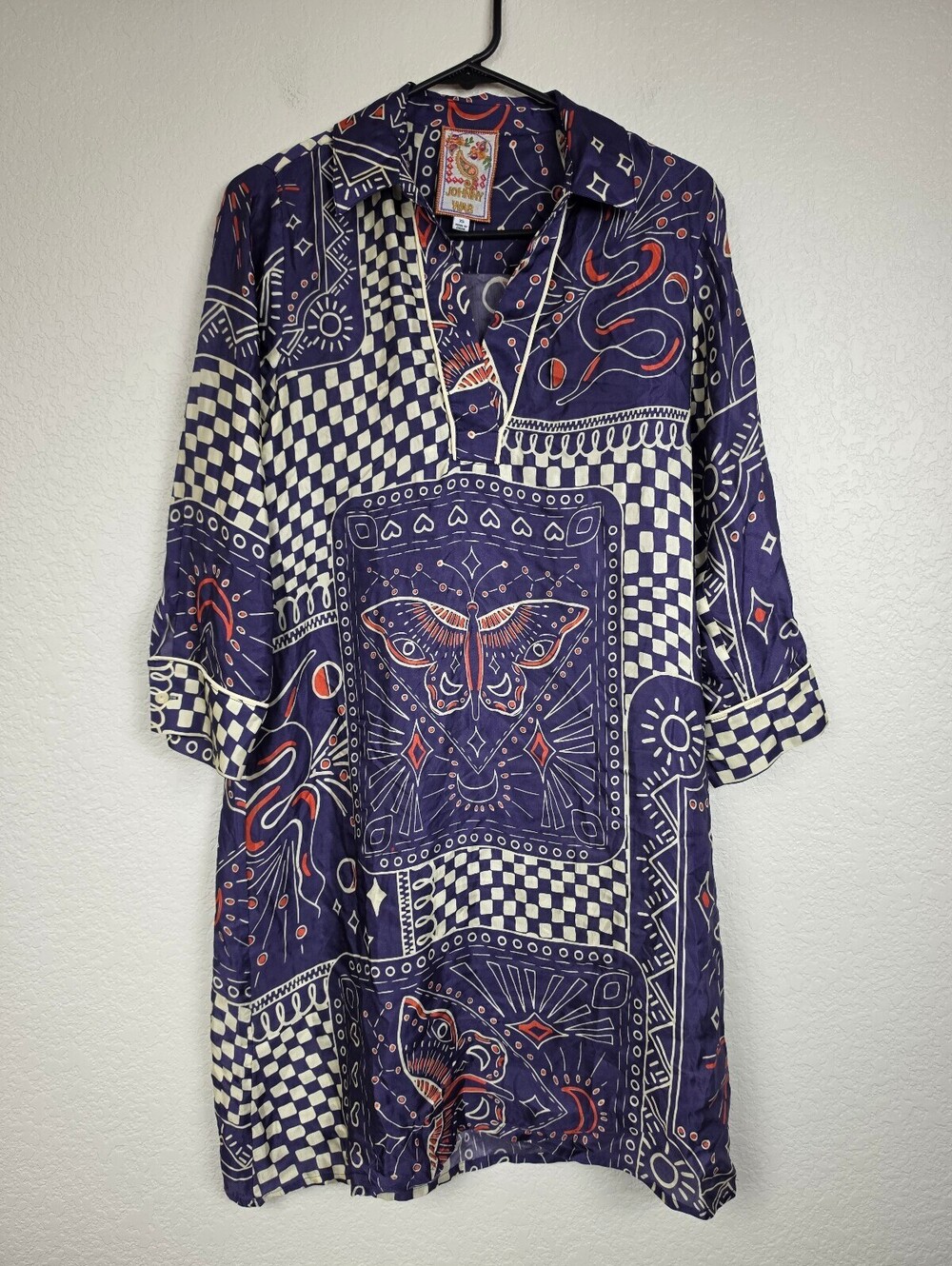Johnny Was Silk Patchwork Print Dress XS